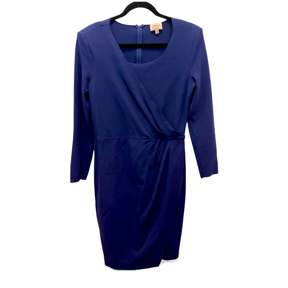 Armani Collezioni | Deep Blue Faux Wrap Ponte Knit Dress